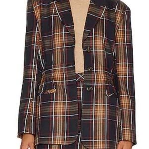 Steve Madden Plaid Frida Jacket M Black & Brown